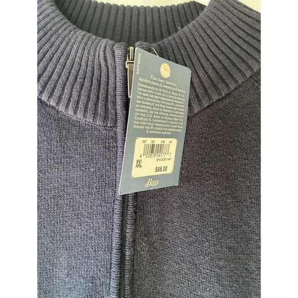 G.H. BASS 1/4 Zip Long Sleeve Pullover Blue Navy Sweater Men's XXL Mock Neck NWT - Picture 2 of 6